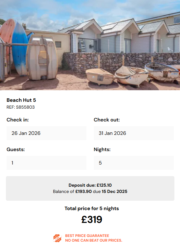 Beach Hut 5 Devon Jan26