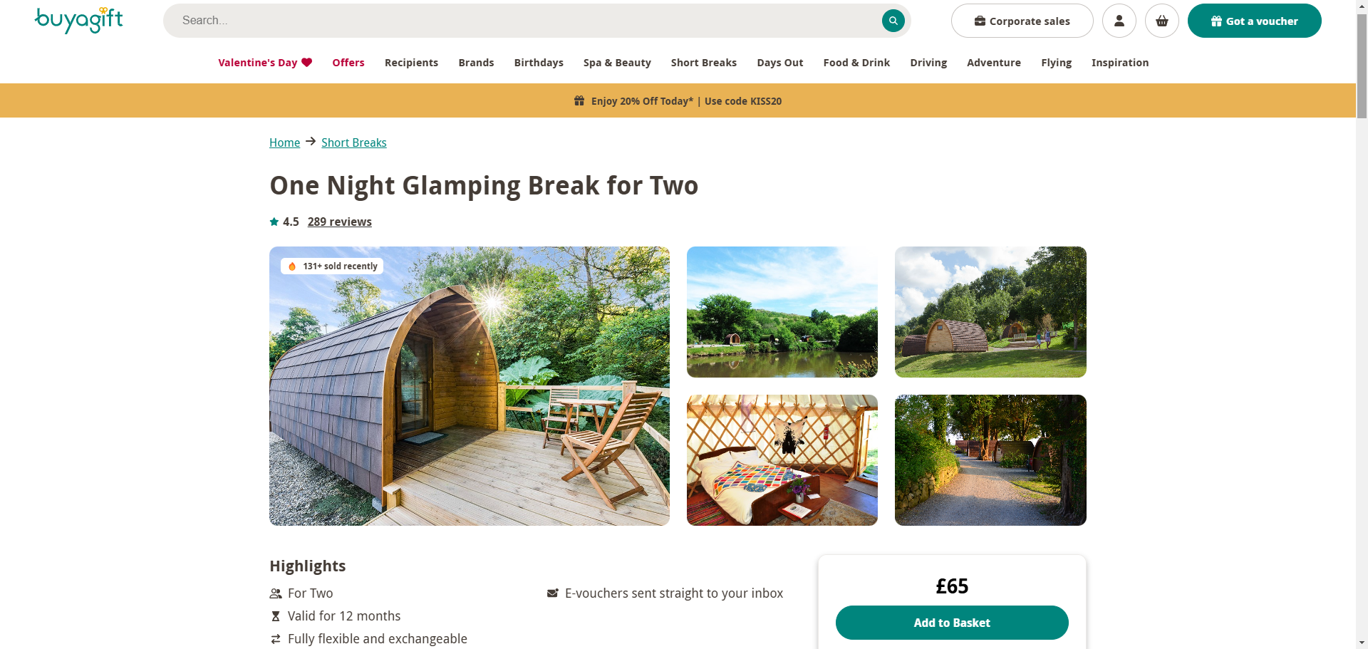One Night Glamping Break for Two